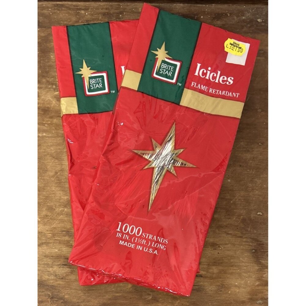 2 Packs Brite Star Icicles Silver Christmas Tree Tinsel 1000 Strands per Box 18"